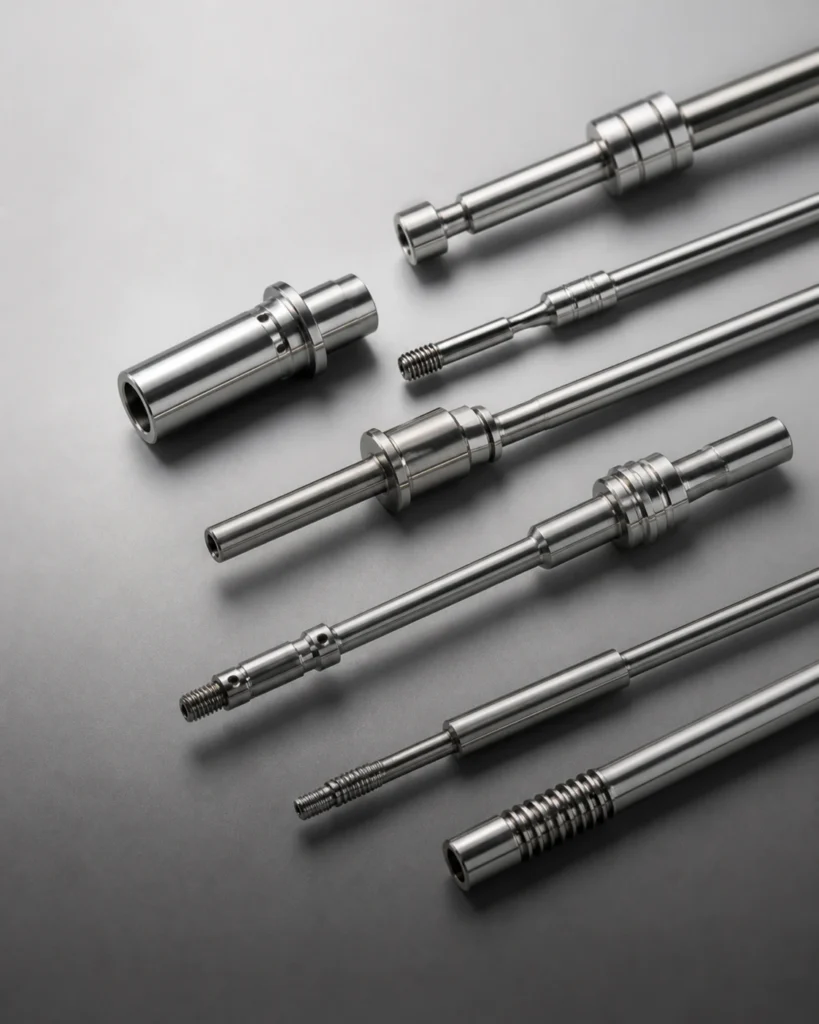 Swiss machined precision pins and shafts