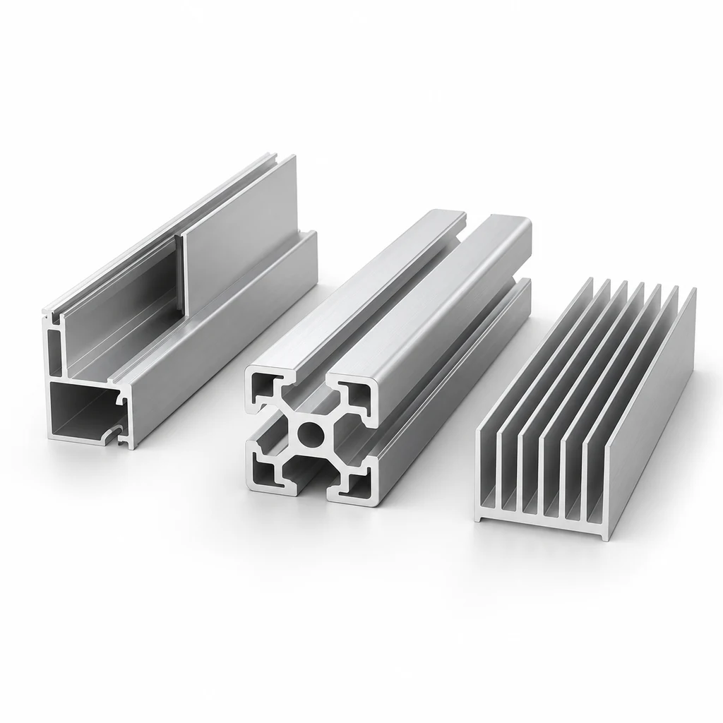 Original illustration of aluminum extrusion geometries for the 6063 alloy selection panel